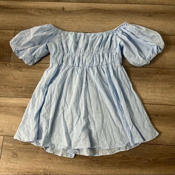 Shein curve lattern sleeve dress blue size  3X - Picture 2 of 6